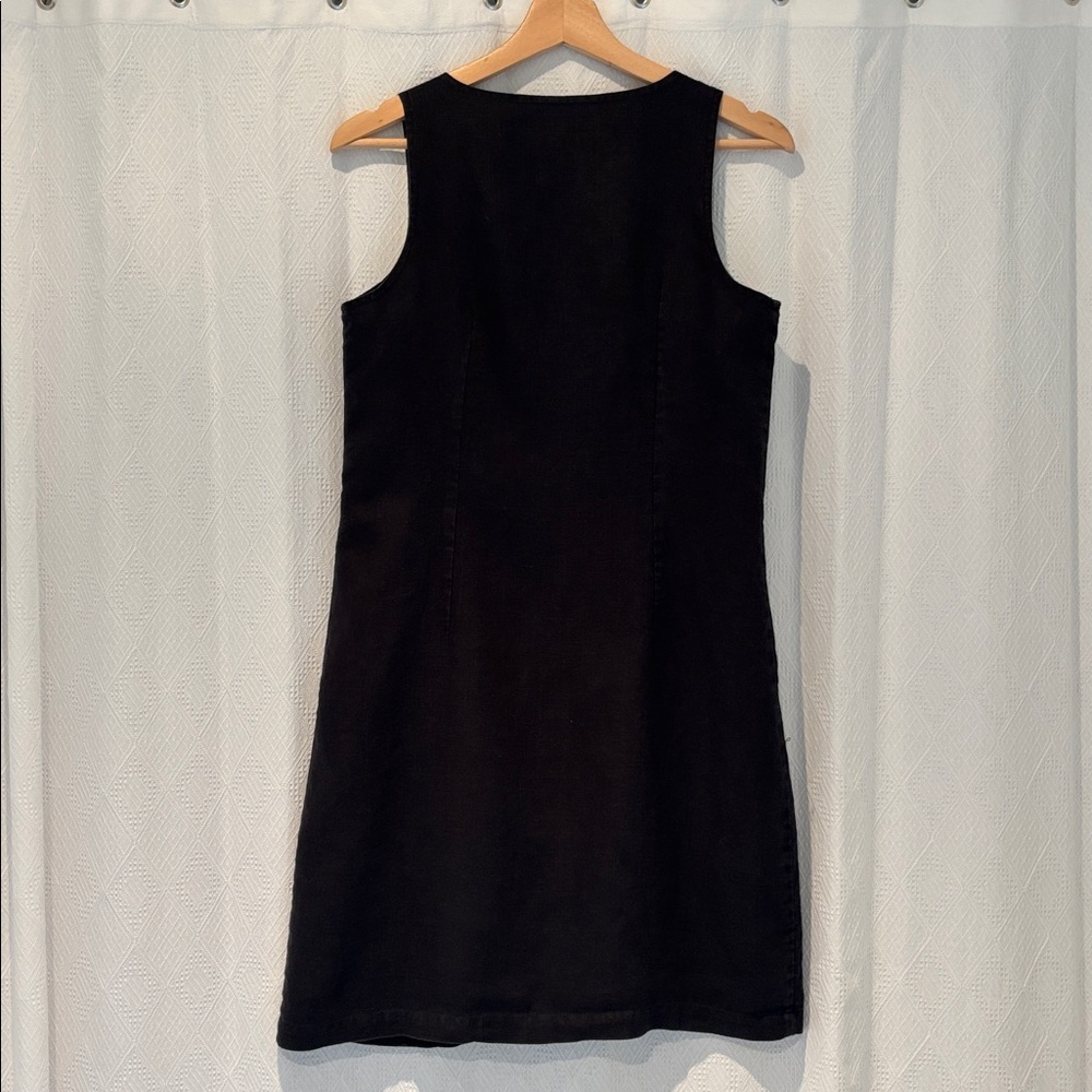 Black Linen Zip-Up Sleeveless Dress - Picture 7 of 7